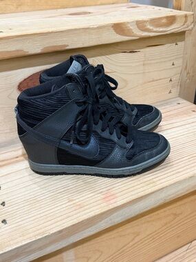Nike Dunk Sky Hi Shoes Black Wedge High Top 528899-015 Sneakers Womens Size 8